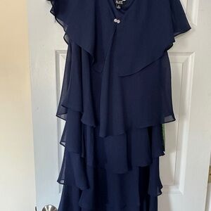 S.L. Fashions Midnight Blue Asymmetrical Dress